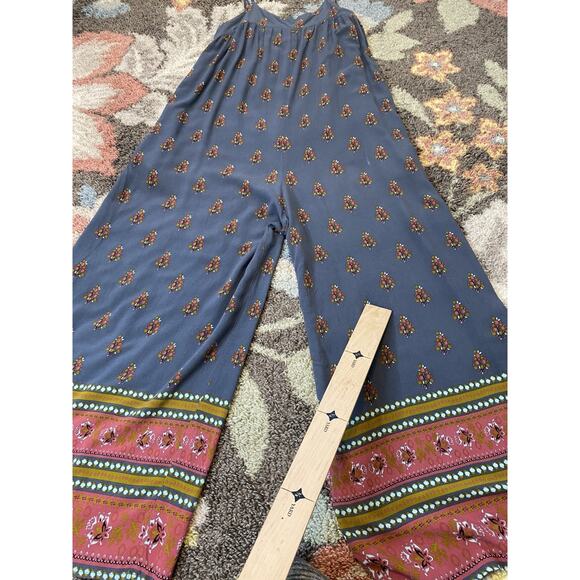 NATURAL LIFE Jumpsuit Size Medium Wide Leg Loose Gray Blue Bohemian Rayon Romper - Picture 7 of 12